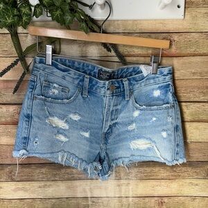 Abercrombie & Fitch Harper Low Rise Distressed Denim Cut-Off Shorts Size 2
